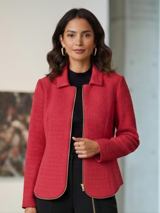 Frank Lyman Design Jackets & Blazers - Frank Lyman Design 10 Modern Contemporary Textured Exposed Zipper  Knit Jacket